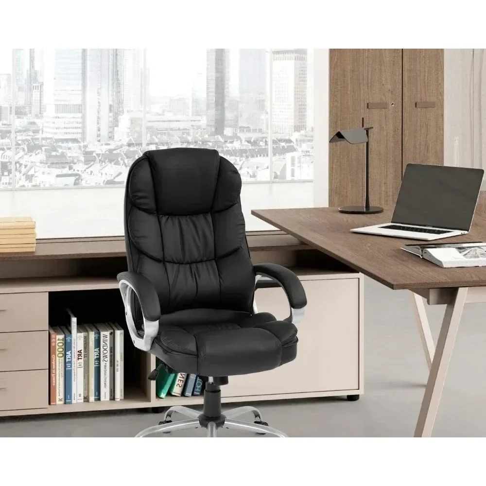 Office X Furniture - チェアコンピューターハイバック調節可能な人間工学に基づいたデスクチェアエグゼクティブPUレザー回転タスクチェアアームレスト付きランバー