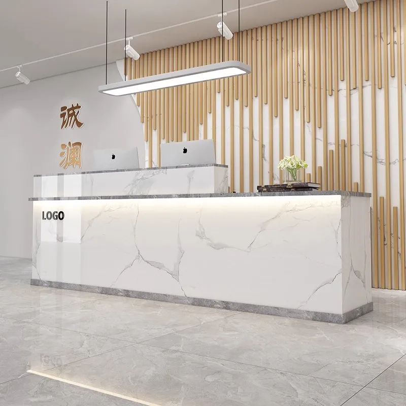 Office Furniture Plan - カスタム実用的な受付デスク、ショップ、サロン、収納、高級受付カウンター、ユニークなプロ仕様の受付オフィス家具