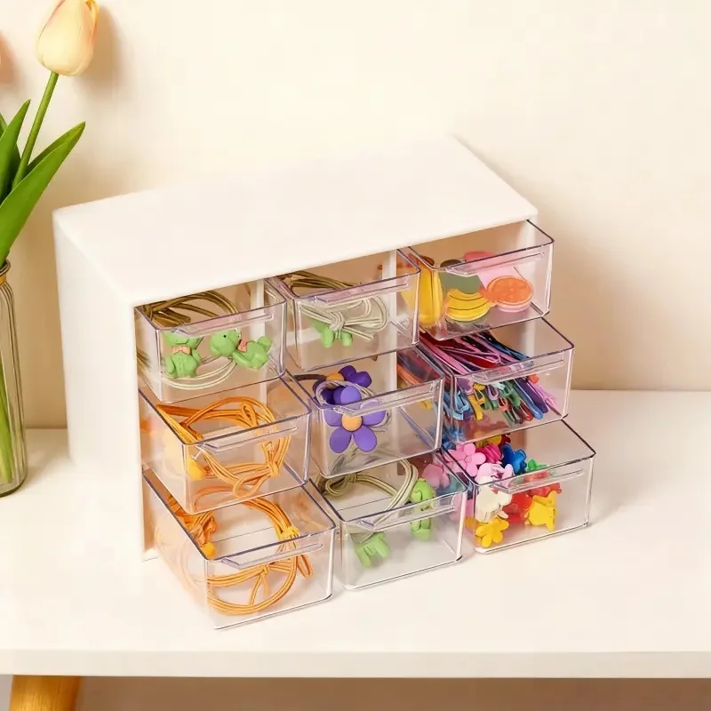 Office Furniture Installation - ビーズ材料収納ボックス。 9グリッド引き出し式収納ボックスは積み重ね可能です。 ドレッシングテーブルとオフィス用のメイクアップオーガナイザー