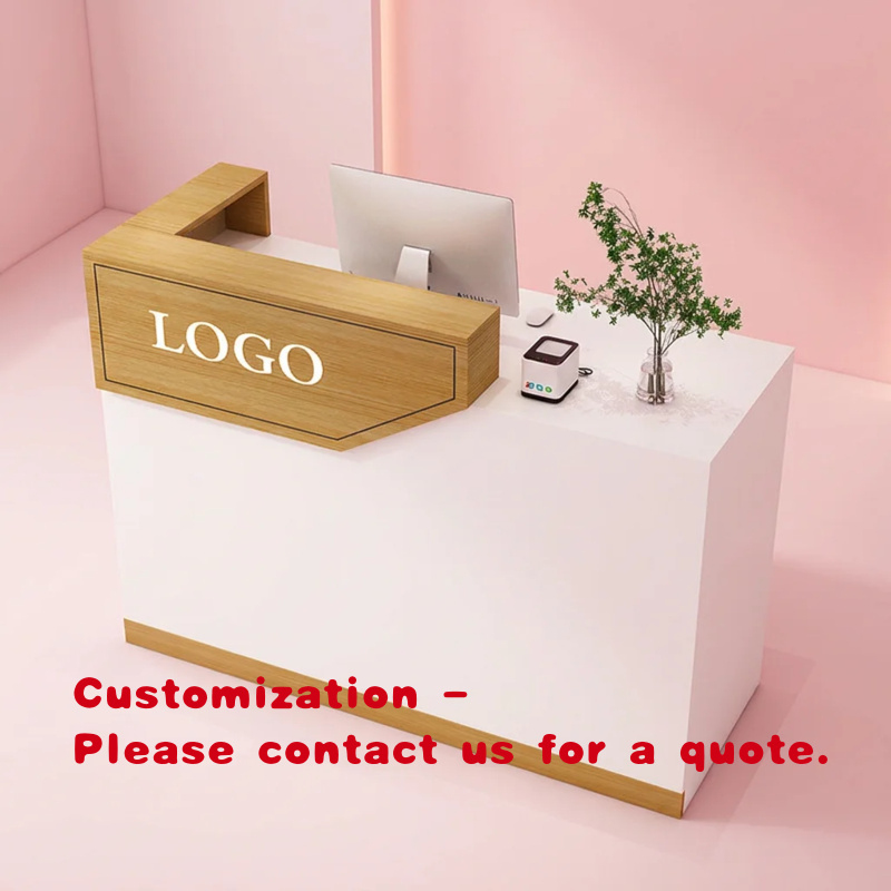 Office Furniture Installation - 木製ホテル受付デスク モダンオフィスフロントカウンター サイズ1m カスタム受付テーブル