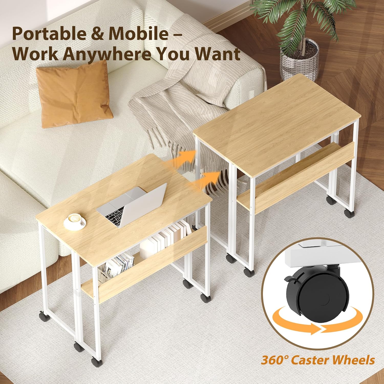 収納棚付き折りたたみデスク、63 x 50cmの車輪付きロー - Office X Furniture のレビューと価格