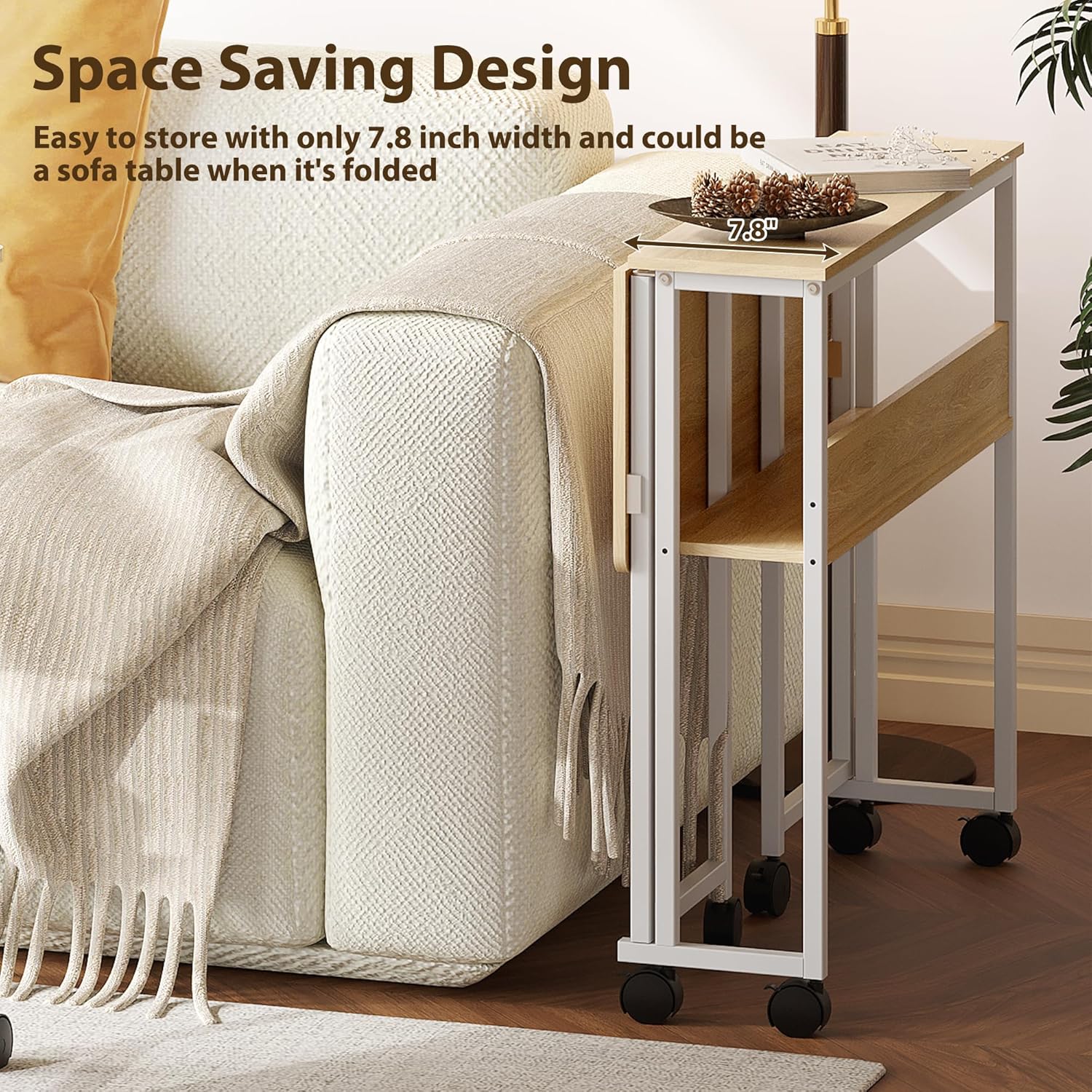 収納棚付き折りたたみデスク、63 x 50cmの車輪付きロー - Office X Furniture のレビューと価格