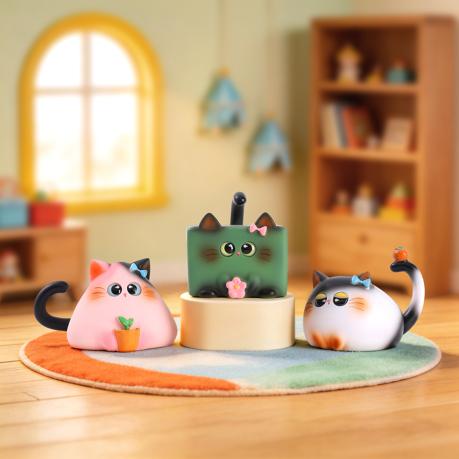 ブラインドボックス猫フィギュア樹脂製クリエイティブ漫画デスク - Office Furniture Installation のレビューと価格